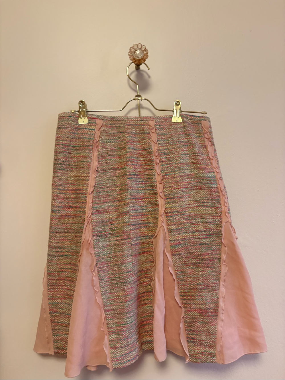 Girls Pink Tweed Panel Skirt - Brand Unspecified